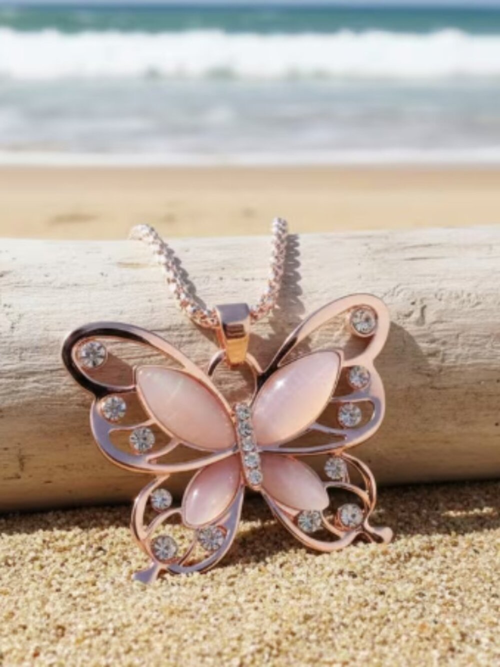 Pink Butterfly Necklace